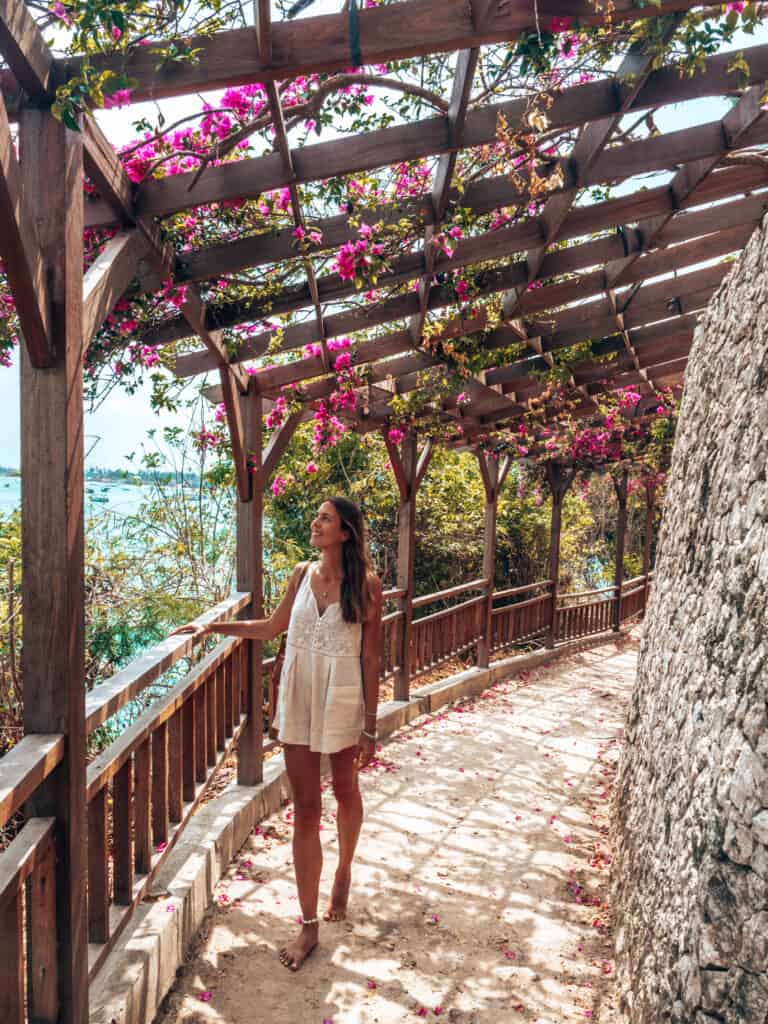 Women Walking under Pergola on Nusa Lembongan