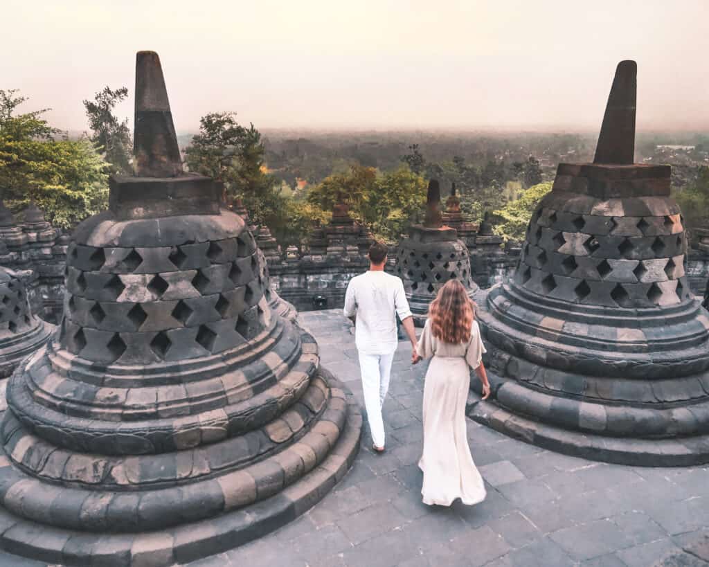 Couple at Borobudur Temple Yogyakarta