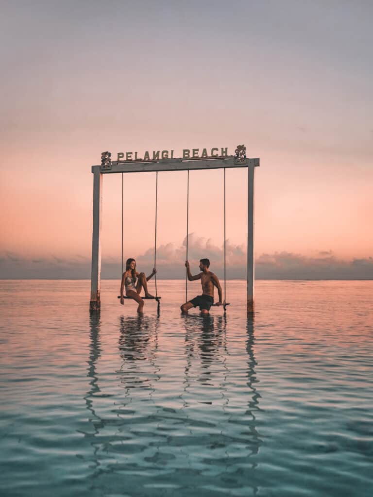 Pelangi Beach Swing at Sunrise on Gili Air