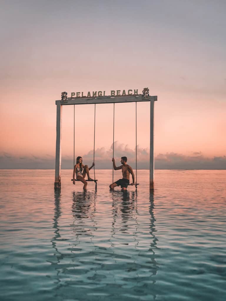 Pelangi Beach Swing at Sunrise on Gili Air