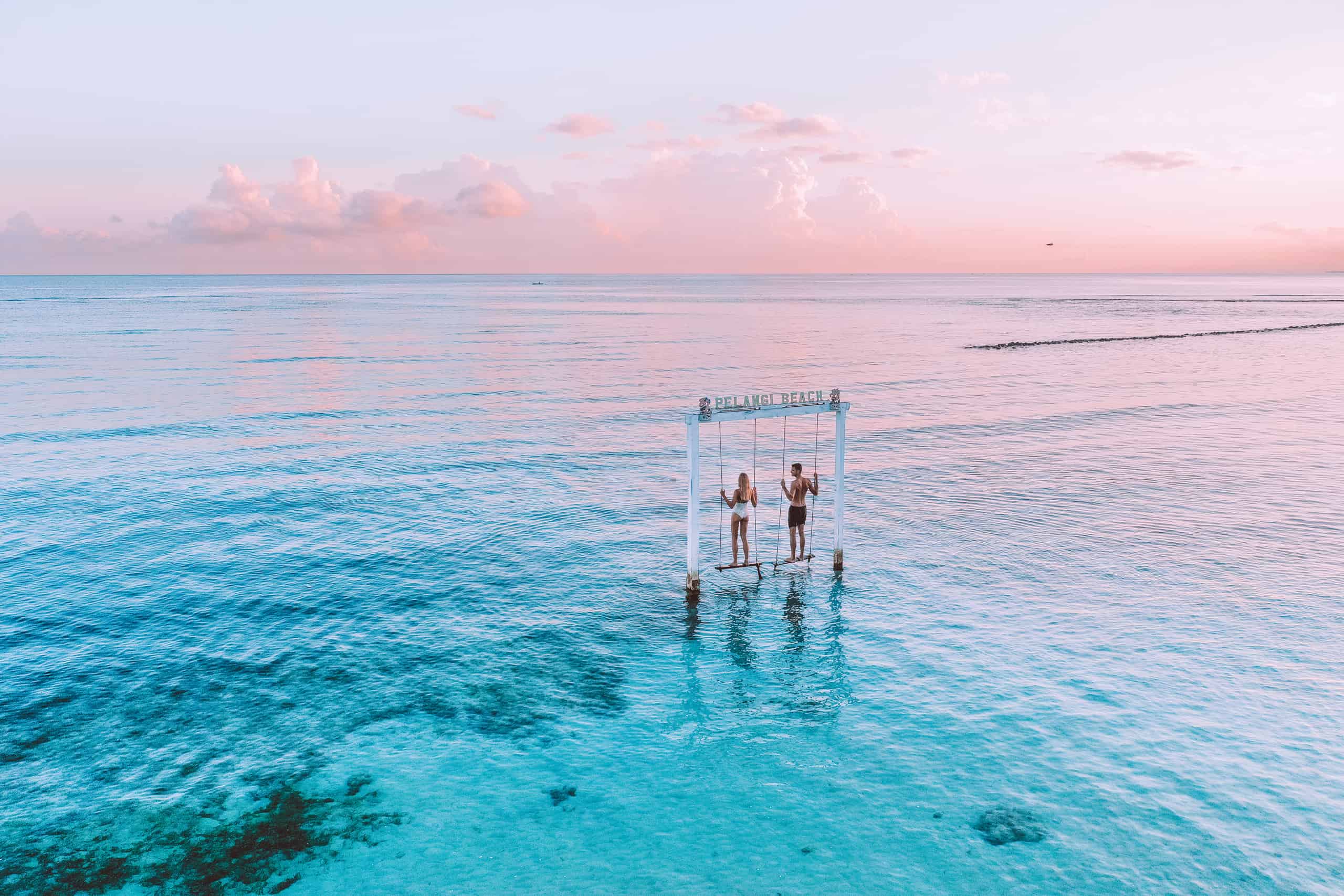 Pelangi Beach Swing at Sunrise on Gili Air