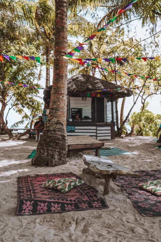 Beach restaurant on Guyam Island Philippines