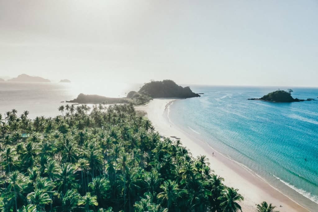 Drone Shot of Nacpan Beach El Nido Philippines