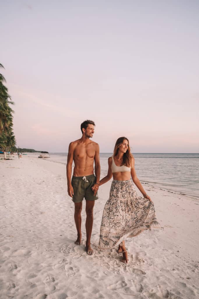 Sunset Siquijor Beach Couple Walking
