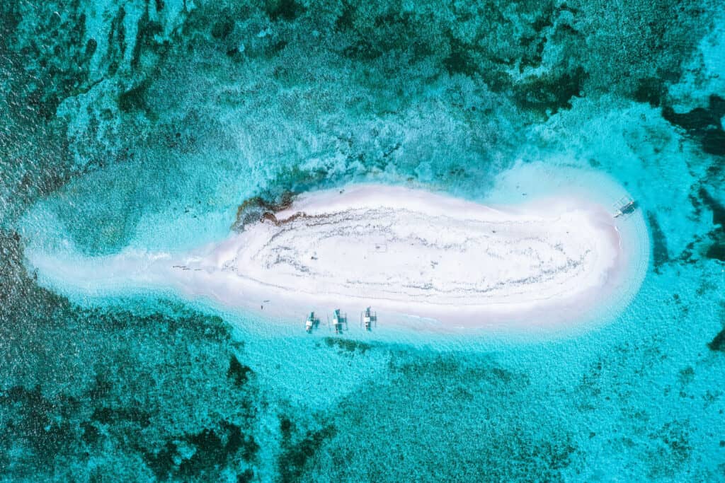 Drone view of Snake Island Siargao