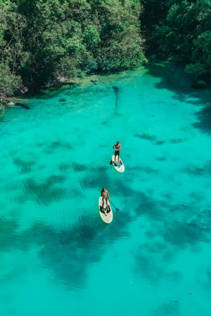 Sugba Lagoon Siargao Drone View Couple on Sups