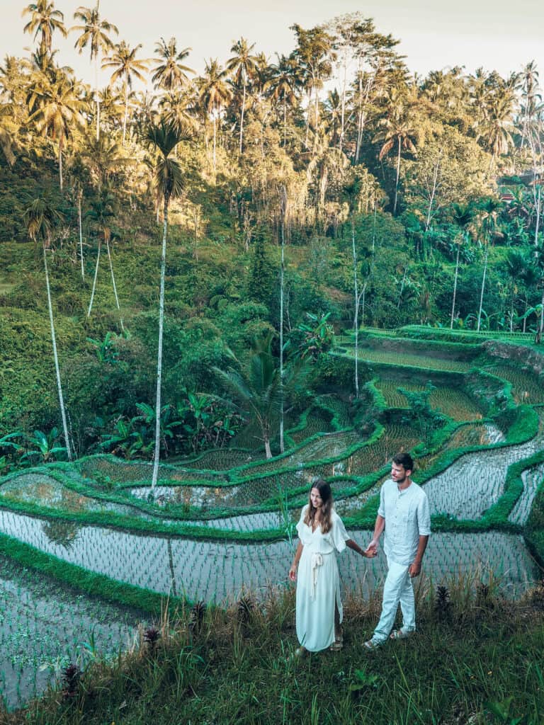 Couple walking in Tegallalang Rice Field Ubud Bali