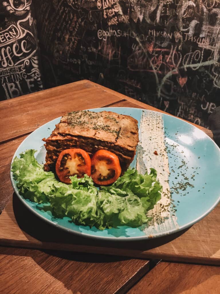 Vegan Lasagne at The Cavern Restaurant El Nido Philippines