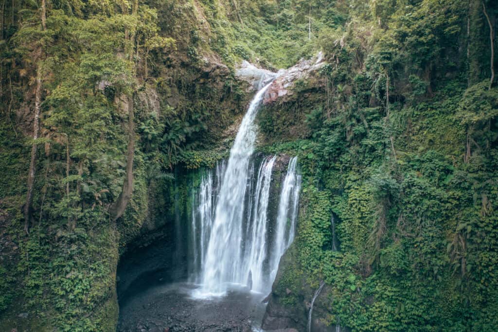 Drone shot from Tiu Kelep Waterfall Lombok