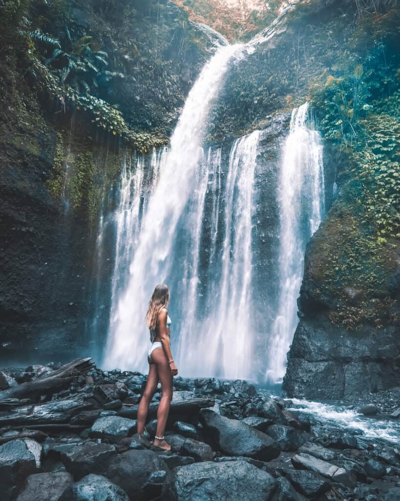 Women in front of Tiu Kelep Waterfall Lombok