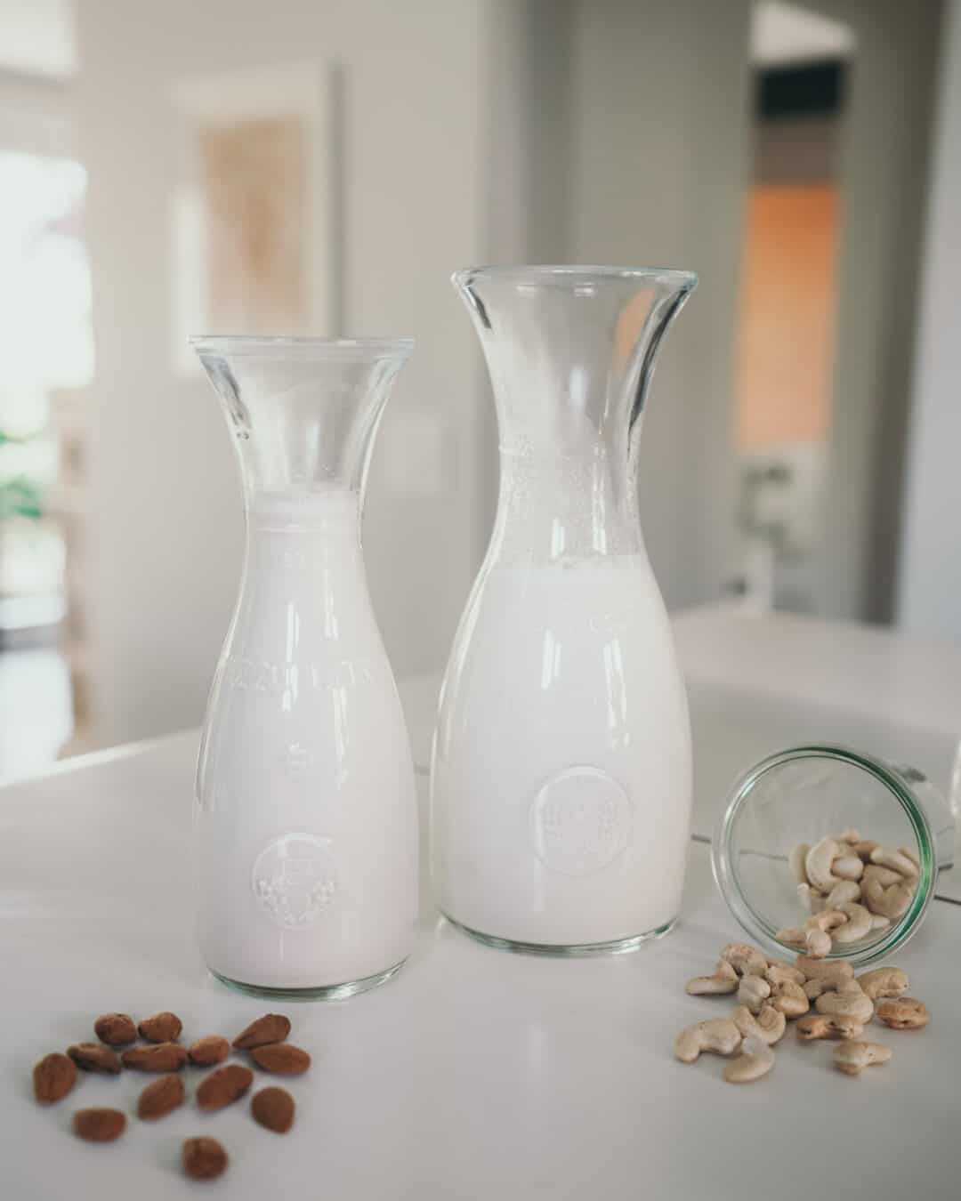 Two Carafes of nut milk