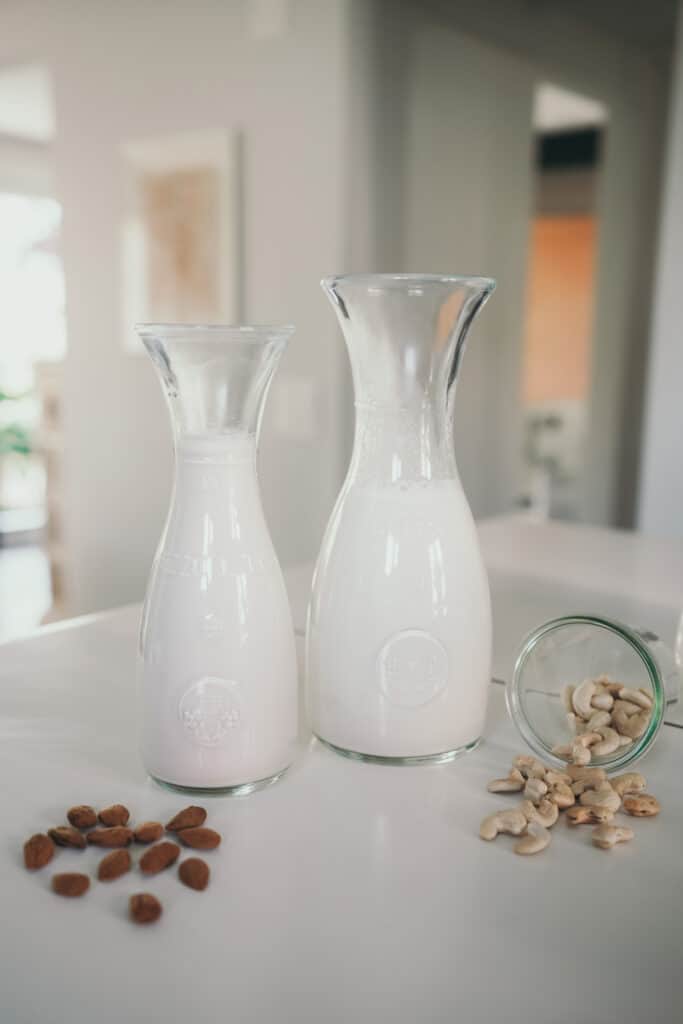 Two Carafes of nut milk