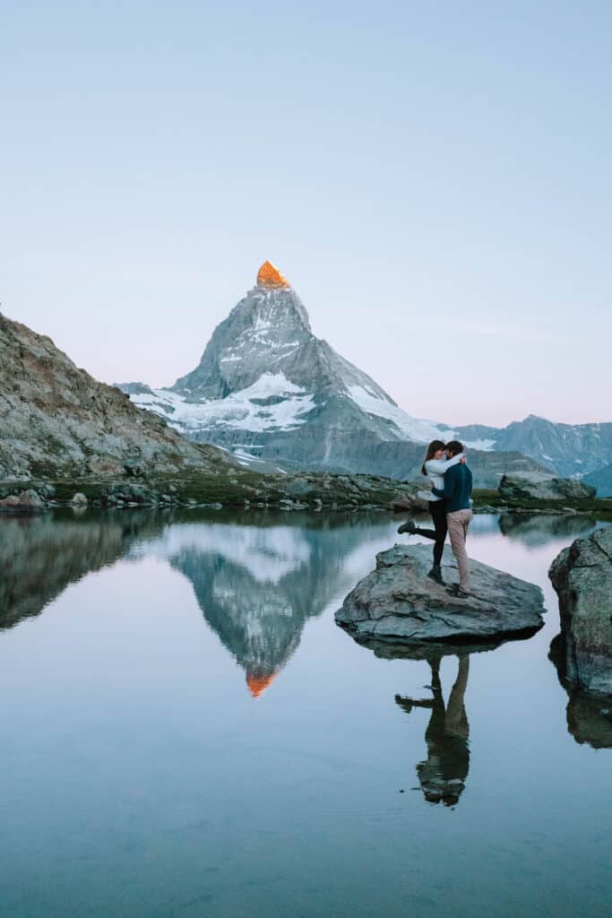 Switzerland Zermatt Matterhorn Sunrise Couple