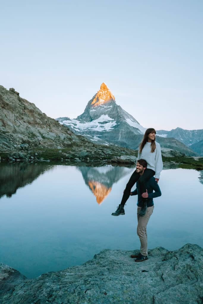 Switzerland Zermatt Matterhorn Couple Sunrise