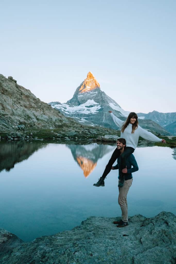 Switzerland Zermatt Matterhorn Couple Sunrise