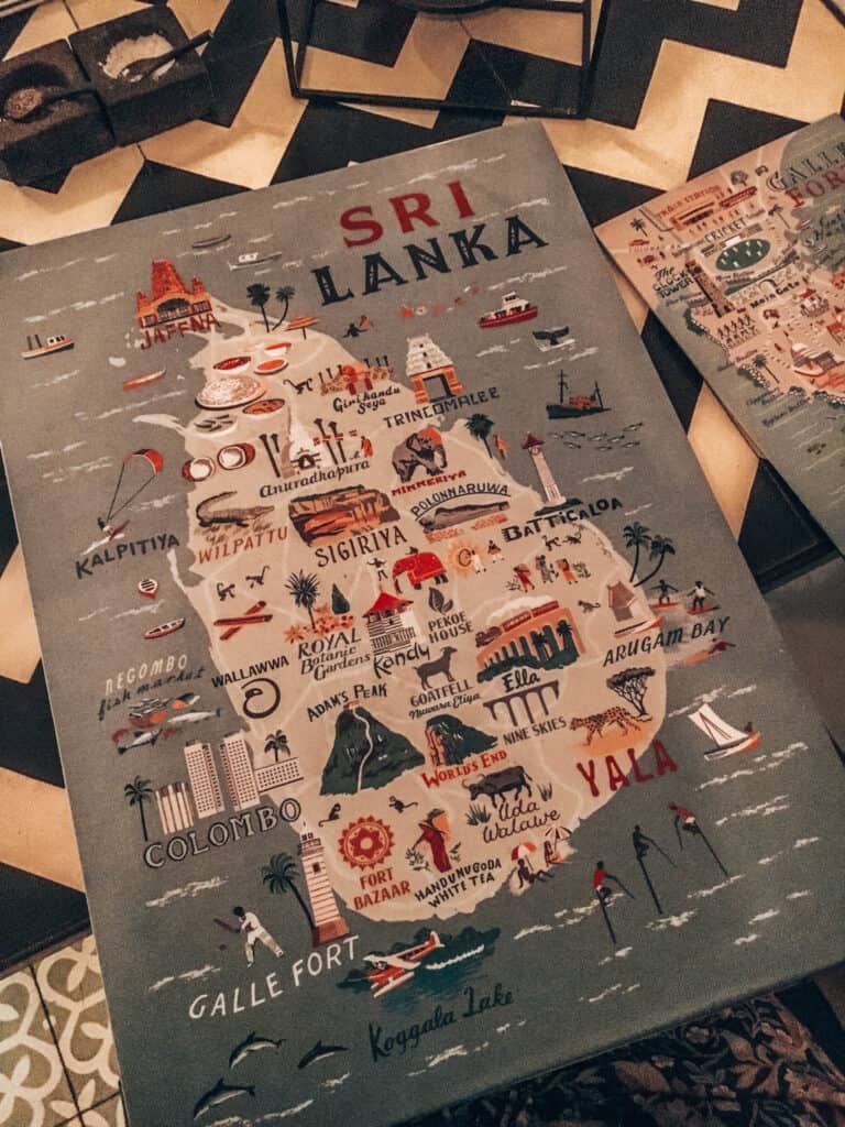 Cartoon map of Sri Lanka