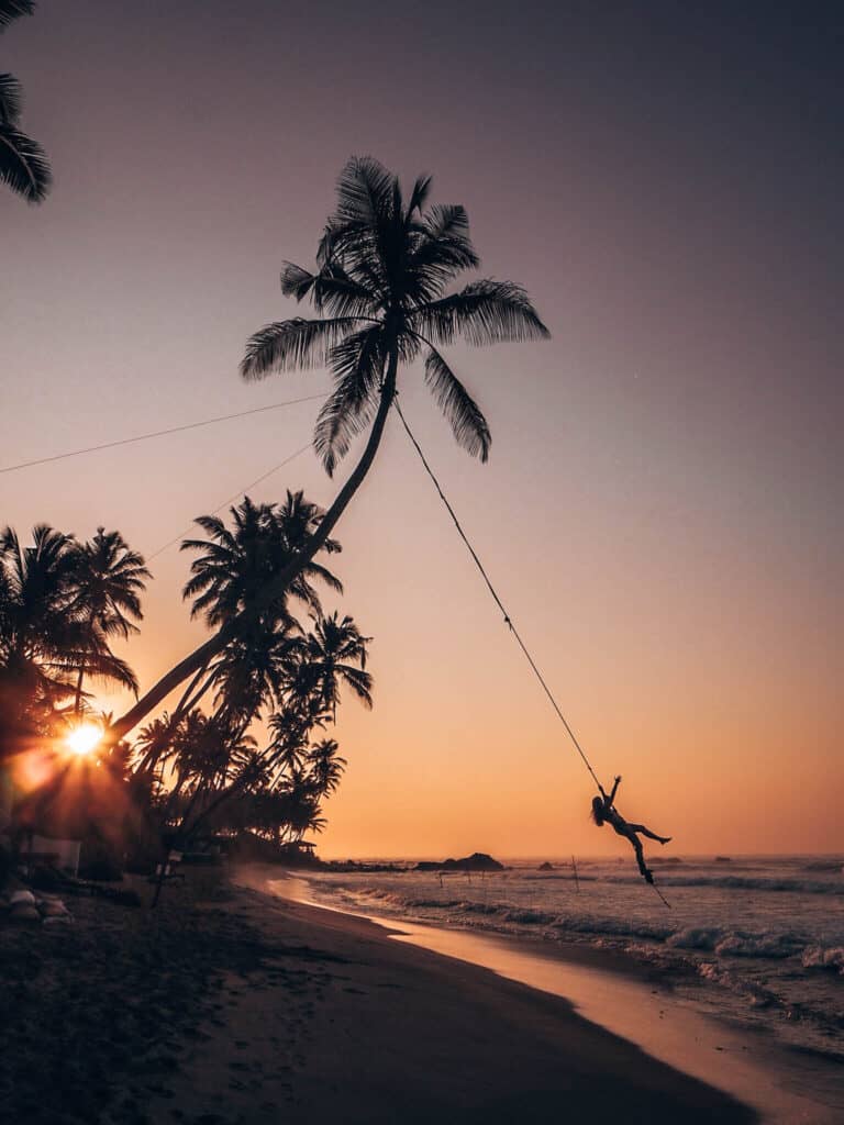 Dalawella Beach Palm Rope Swing Women Sunrise