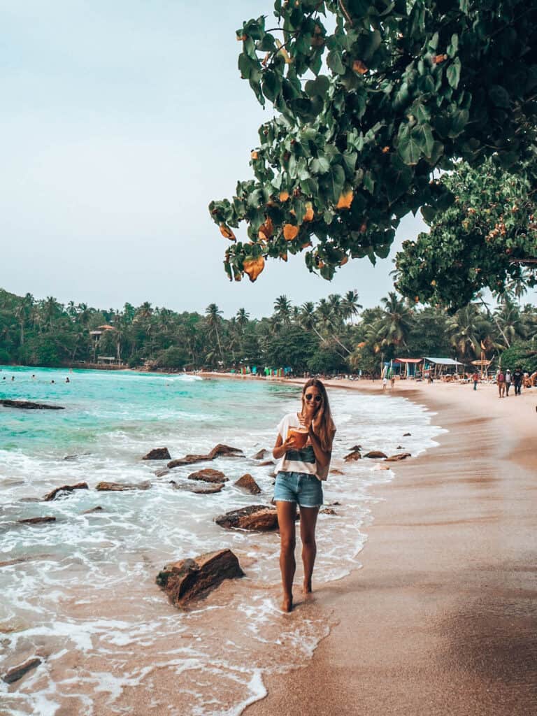 Hiriketiya Beach Women Coconut Walking