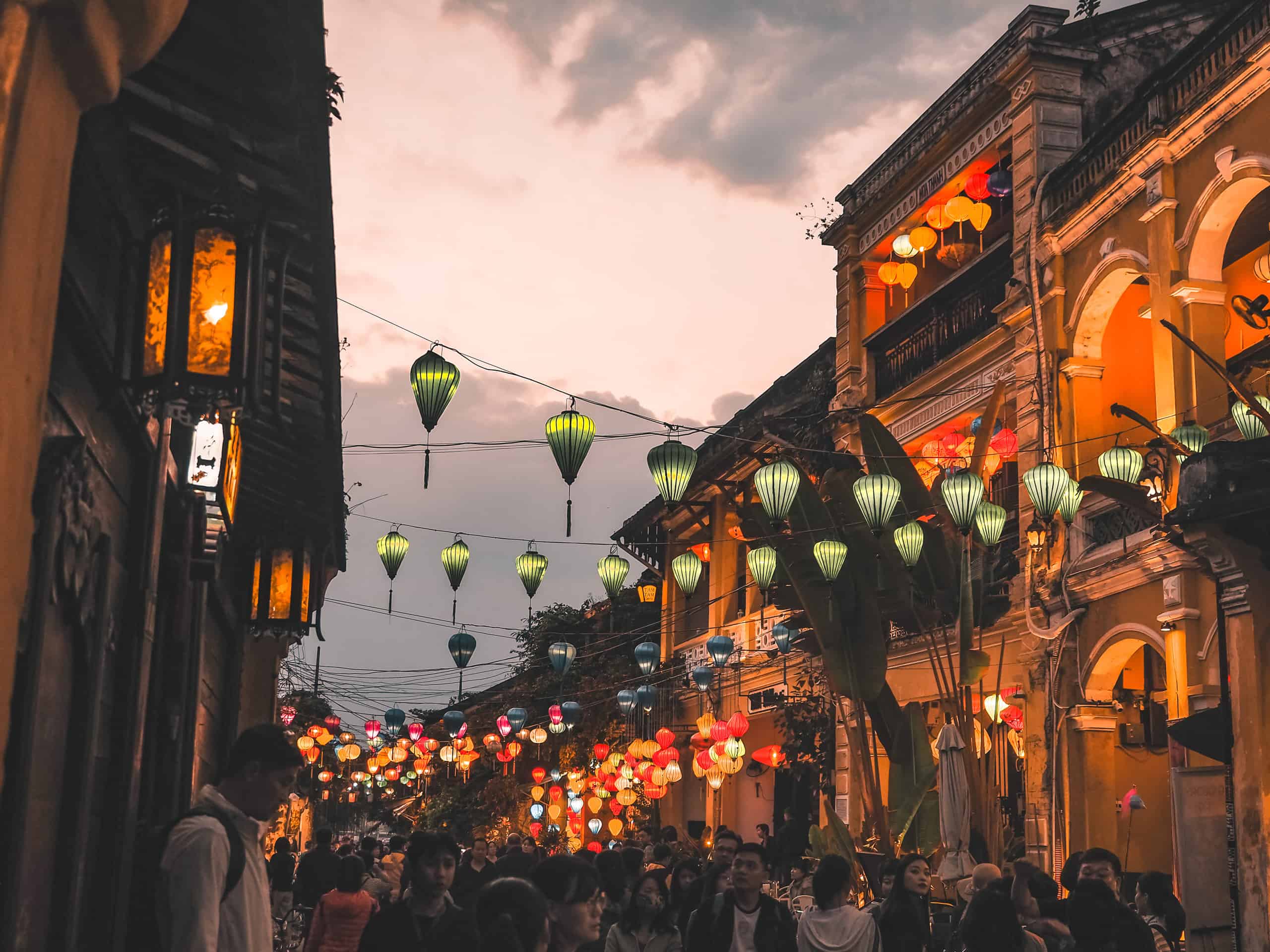 Hoi An Busy Street with Lanterns