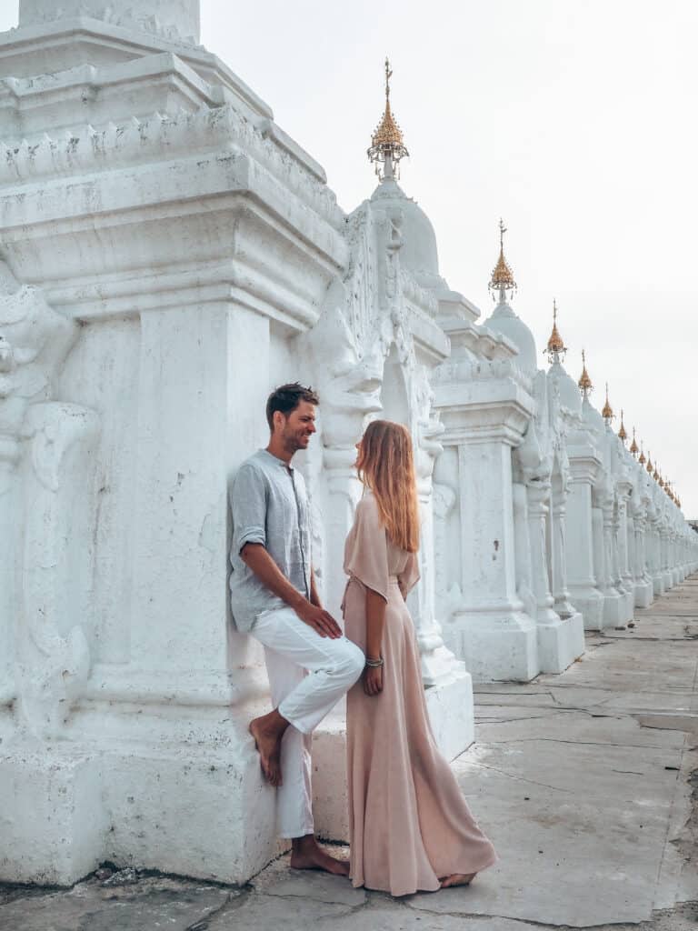 Couple at Kuthodaw Pagoda Mandalay Myanmar