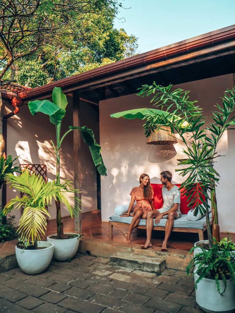 The Kip Ahangama Couple sitting on bench