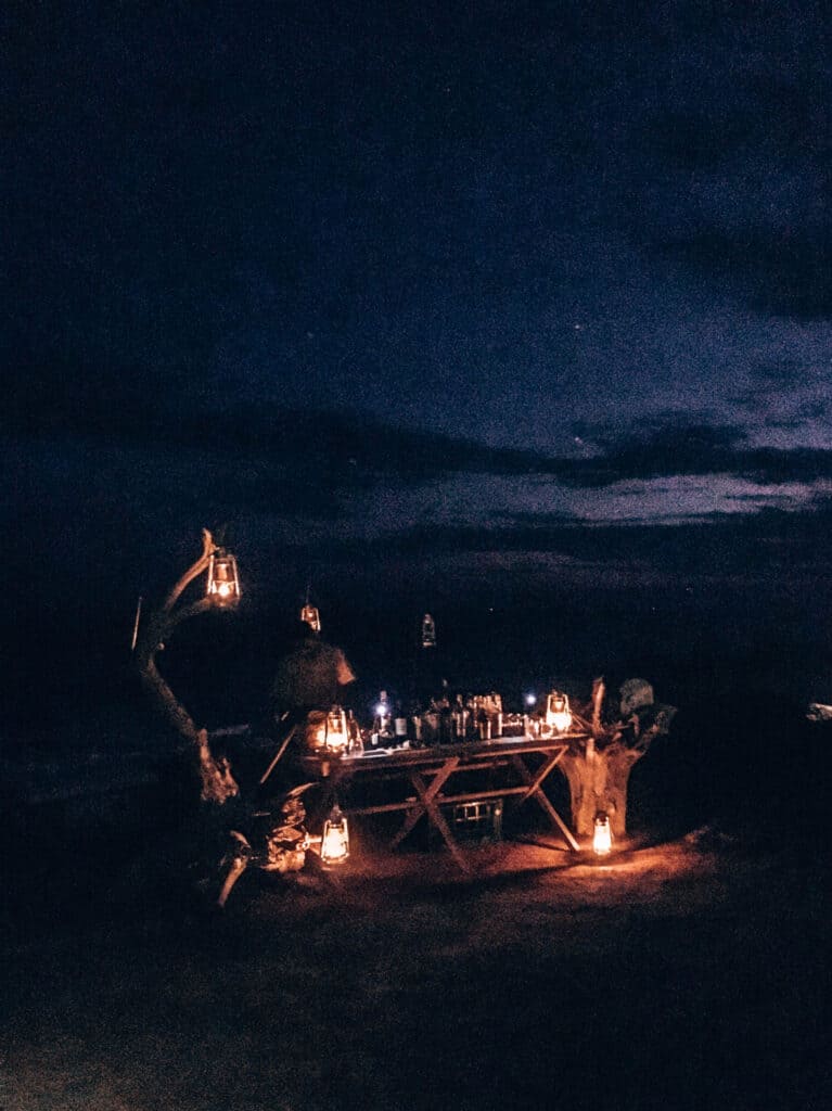 Wildcoast Tented Lodge Yala National Park beach bar by night