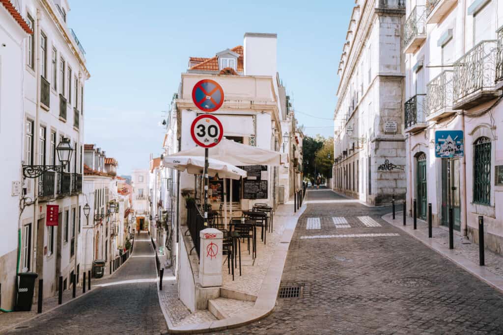 Lisbon Streets Houses Cafe Corner