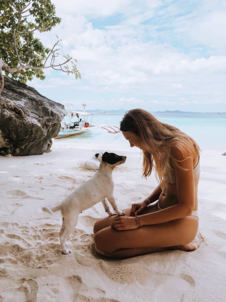 Coron Island Hopping Banul Beach Woman Dog
