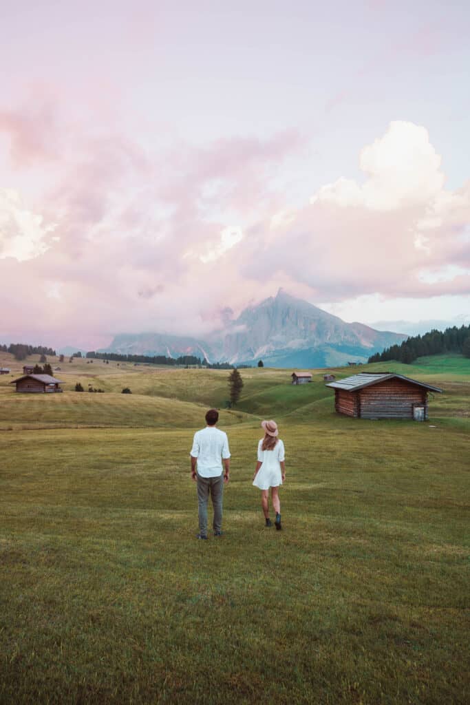 Dolomites Alpe di Suisi Couple Sunset