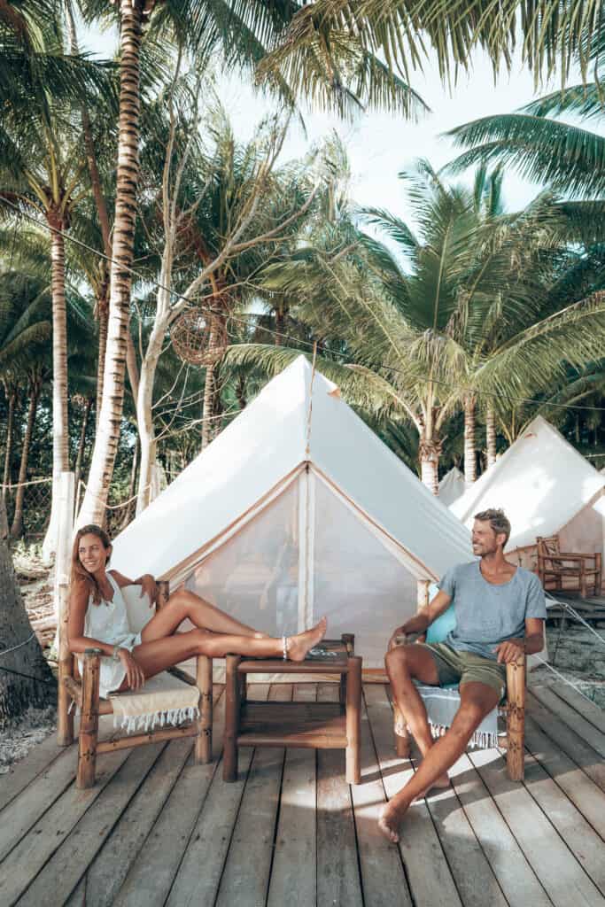 Siquijor Glamping Tent Couple Sitting