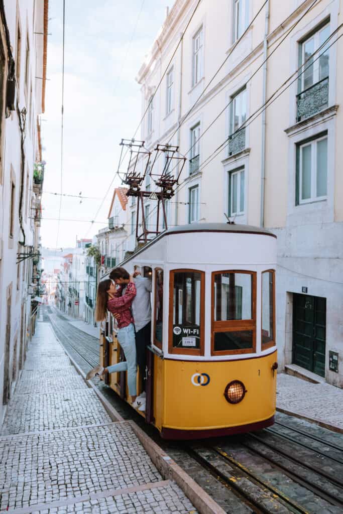 Lisbon Bairo Alto Cable Car Couple