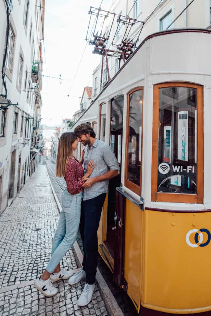 Lisbon Bairo Alto Cable Car Couple