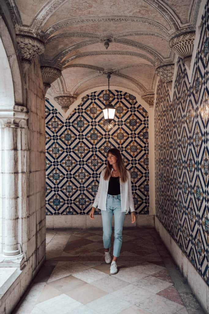 Lisbon Tiles Museum Courtyard Woman