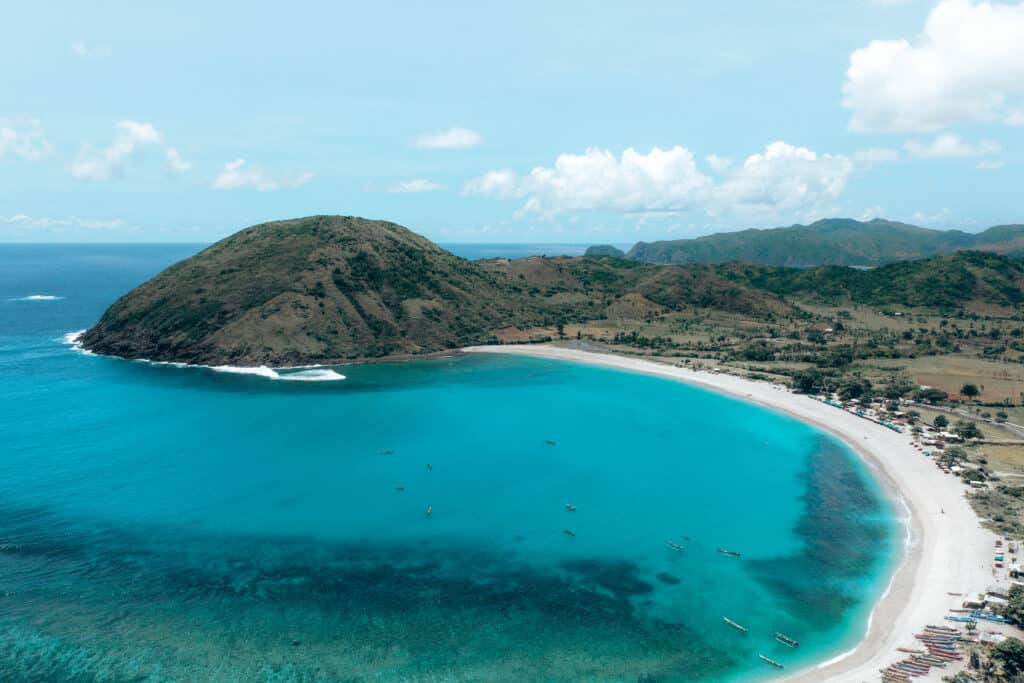 Lombok Mawun Beach Drone View