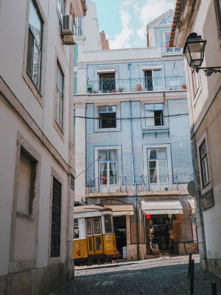 Lisbon Street Cable Car House Blue Tiles