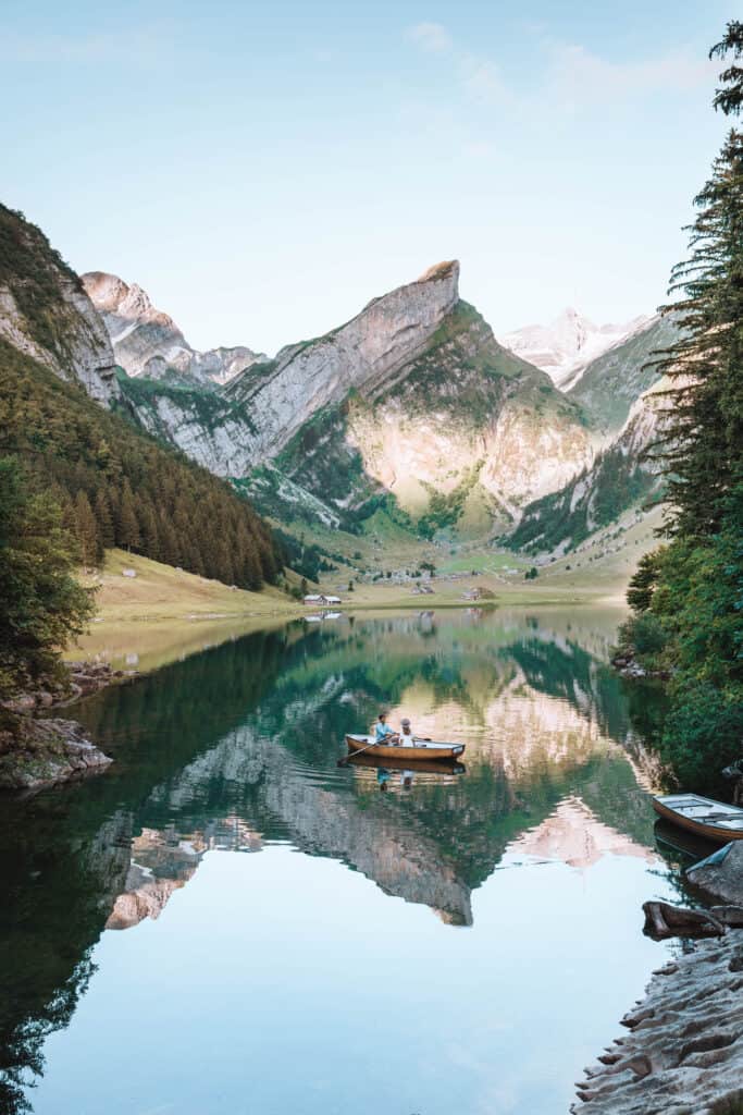 Switzerland Appenzell Seealpsee Boat Couple