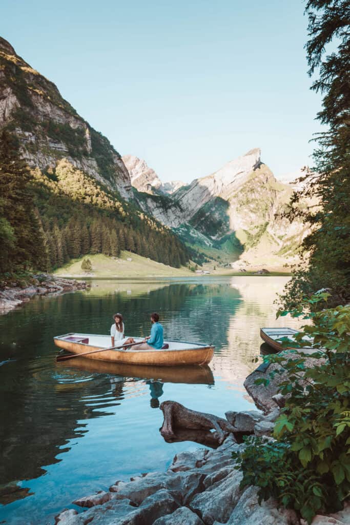 Switzerland Appenzell Seealpsee Boat Couple