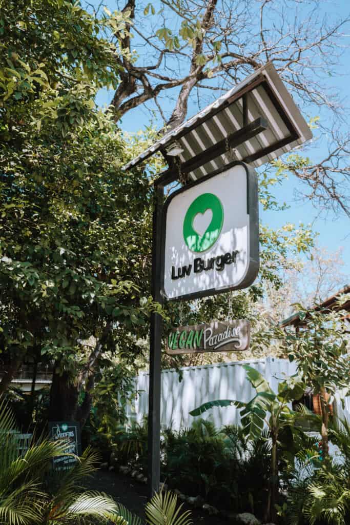LUV Burger sign Nosara Costa Rica