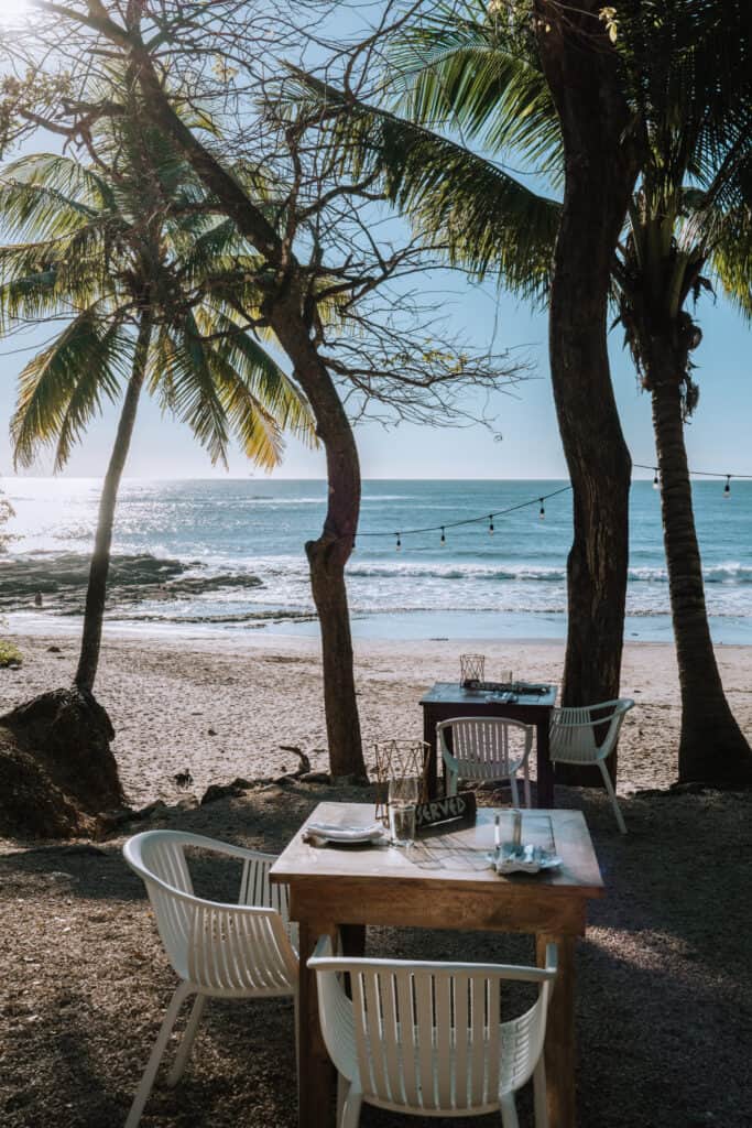 Enjoy sunset while dinner at La Luna restaurant Nosara Costa Rica