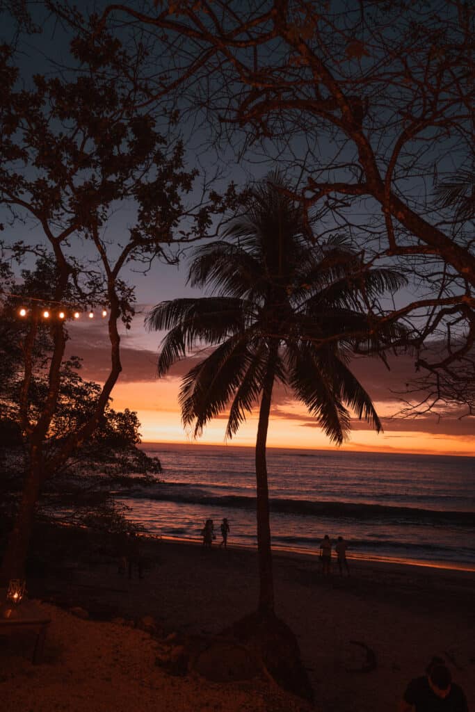 Sunset view from La Luna restaurant at Playa Pelada Nosara