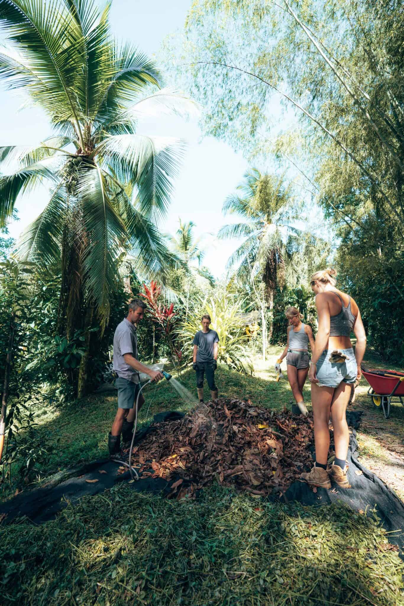 Finca Tierra Permaculture Design Course field work making compost