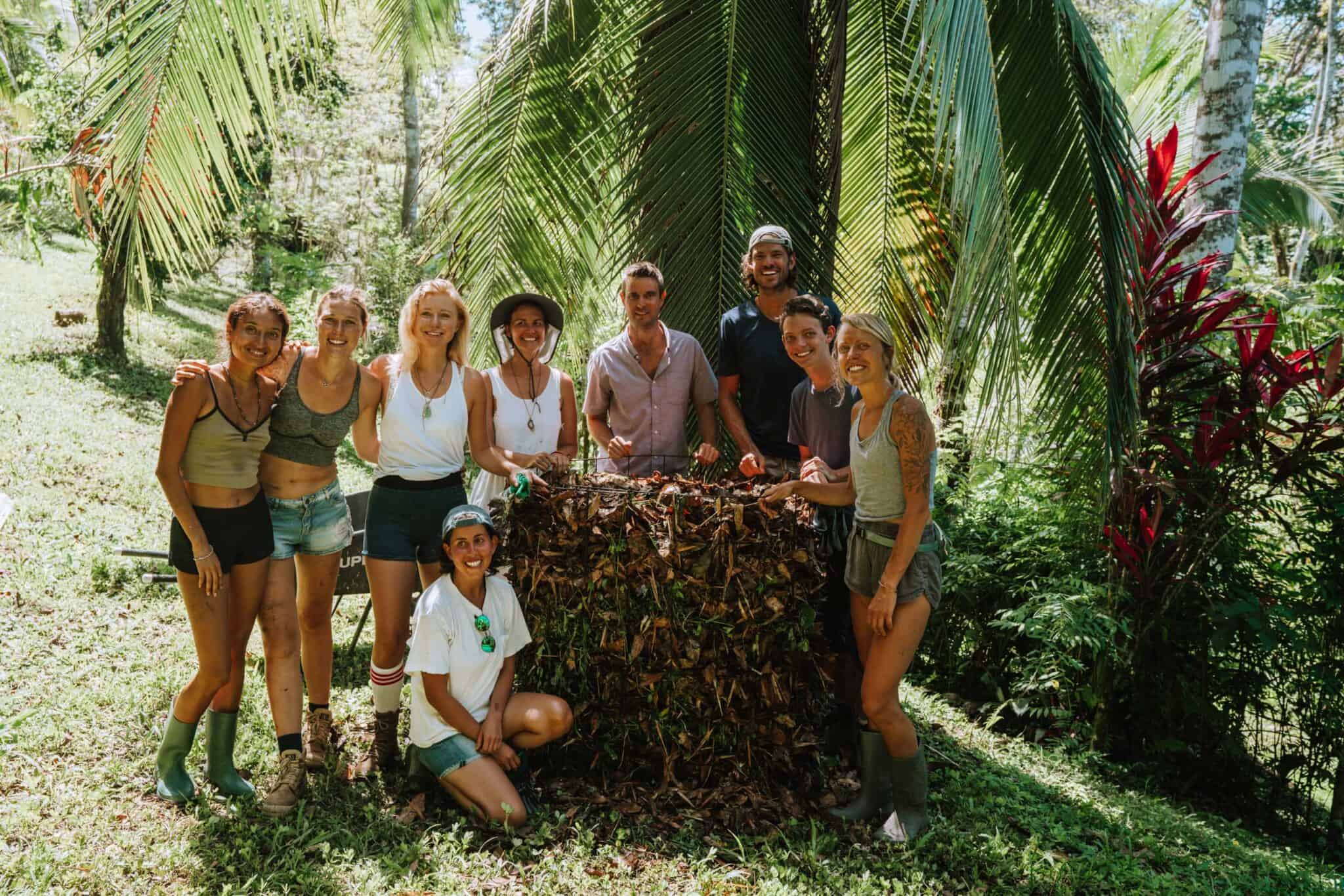 Finca Tierra Permaculture Design Course team compost pile