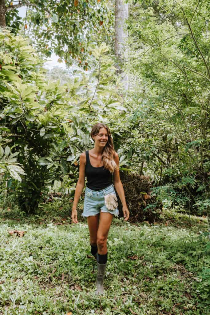 Finca Tierra Permaculture Design Course Woman walking in garden
