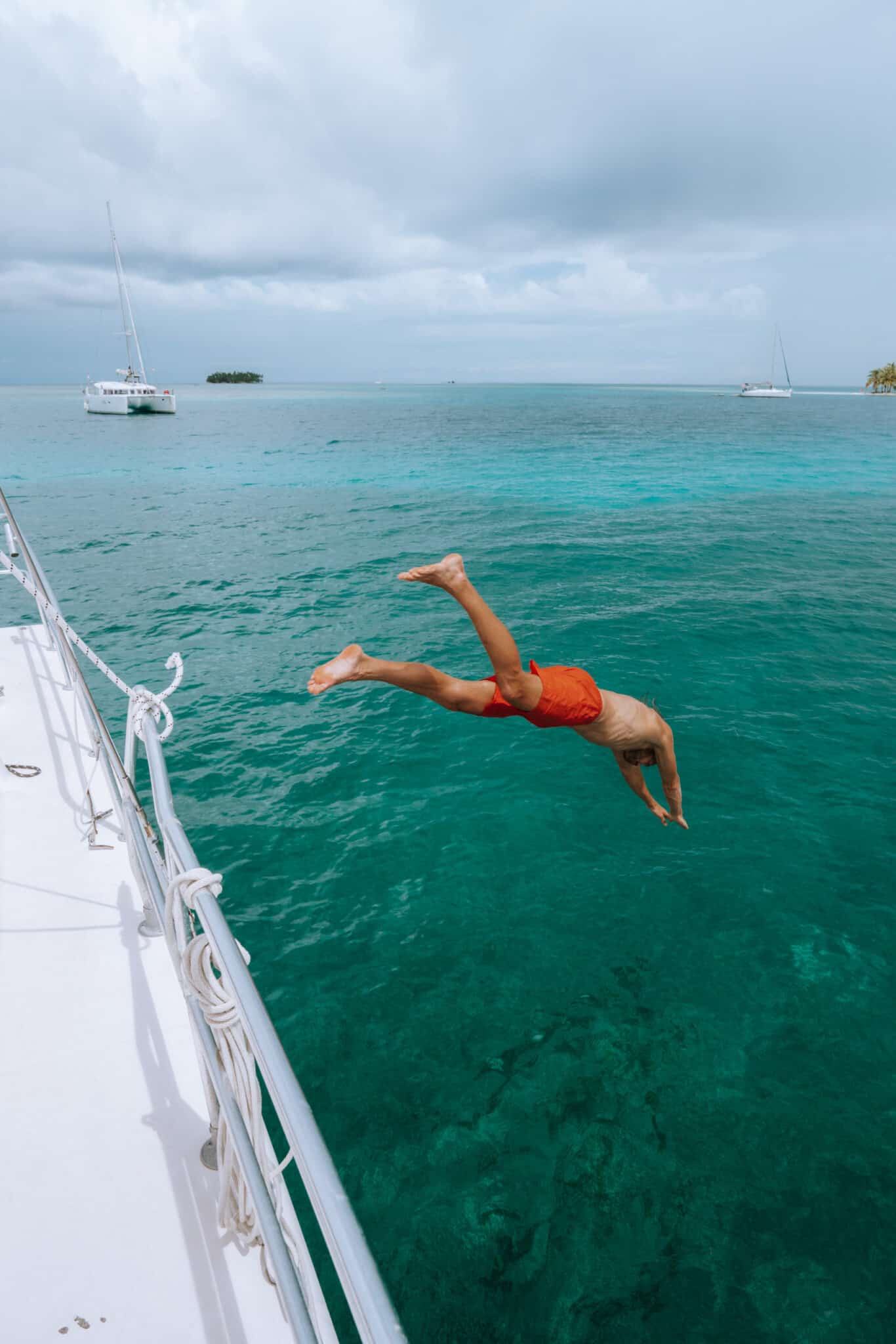 San Blas Islands Man Jumping Water