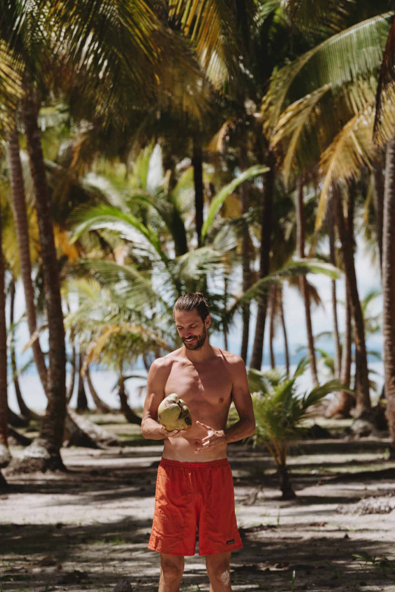 San Blas Islands Man Coconut Palm Trees