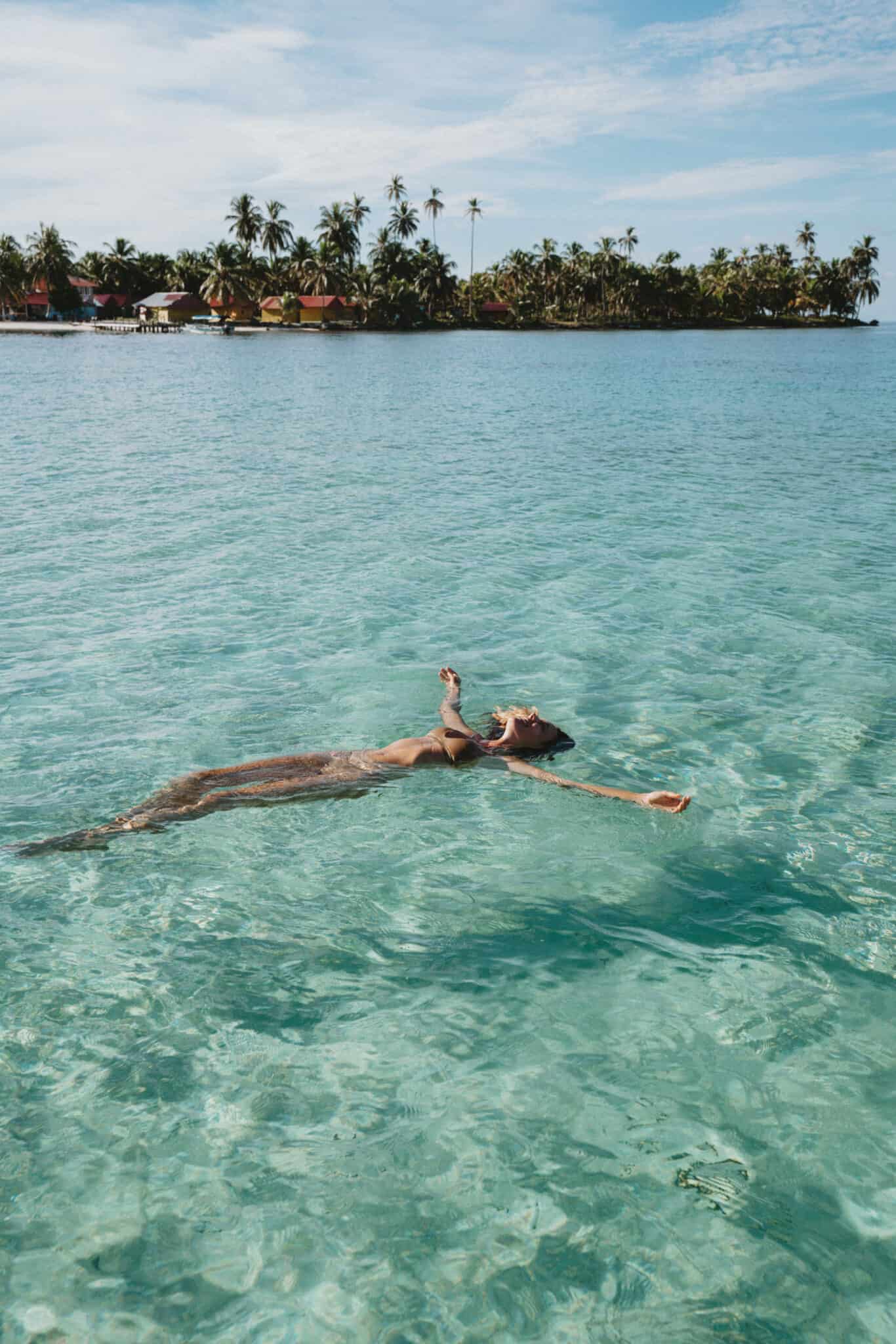 San Blas Islands Woman Floating Water