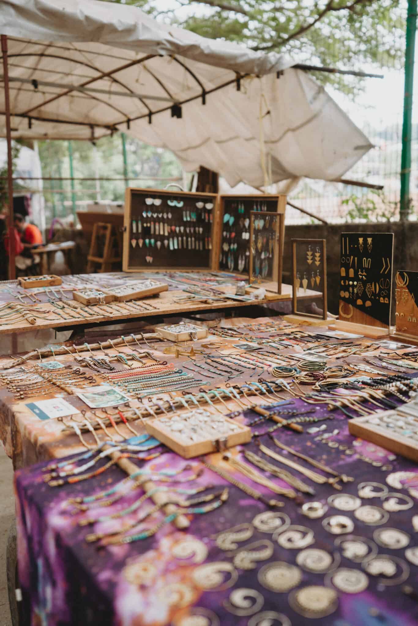 A Sayulita market stall abundant with jewelry.