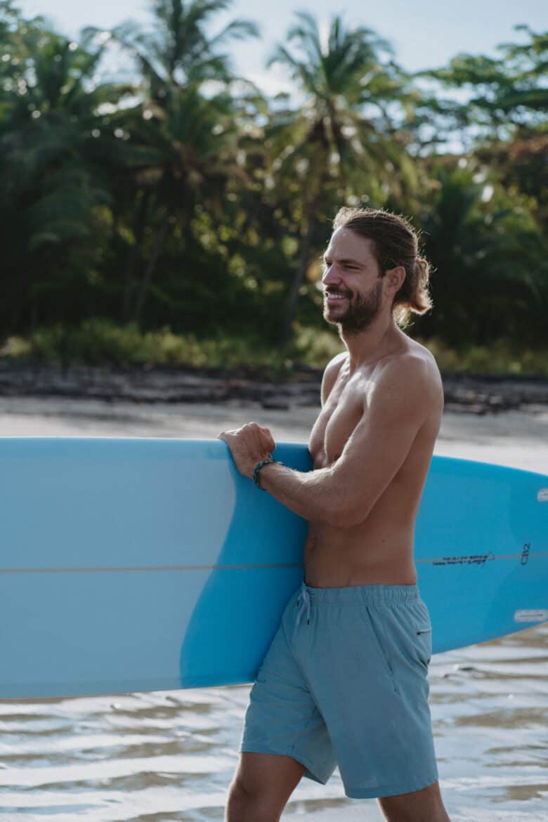 Playa Hermosa Costa Rica Man carry Surfboard Cheboards