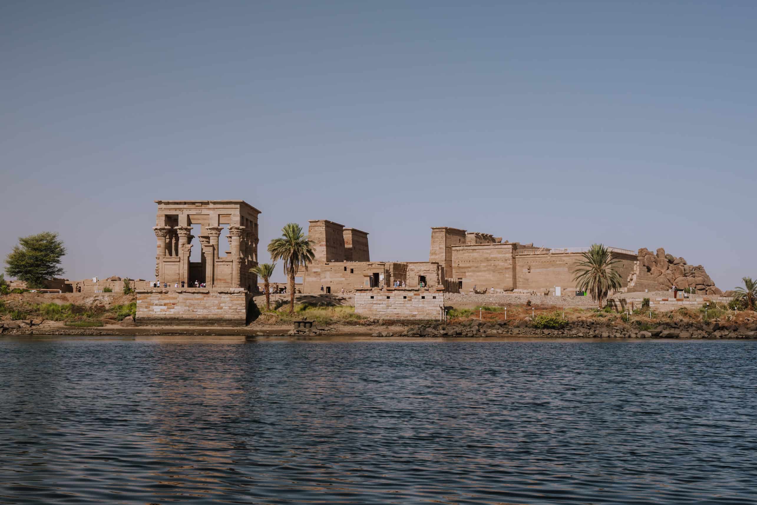 Egyptian ruins seen from the water during an Egypt itinerary.