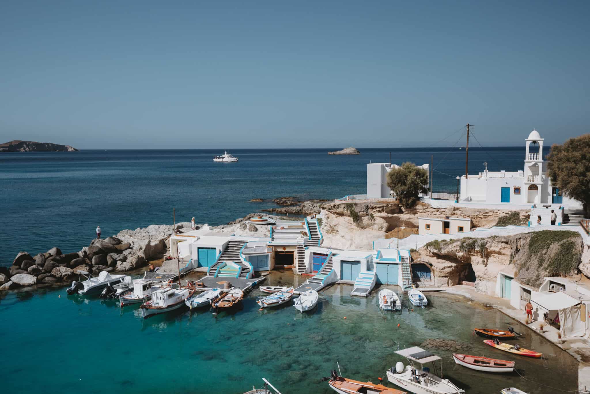 A small fishing village on Milos Island, Greece.